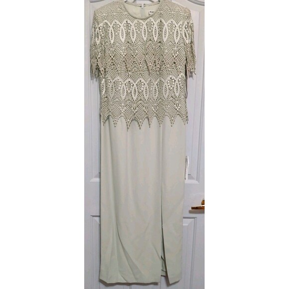 Karen Miller Petite 8 Mother of the Bride Cocktail Formal Maxi Dress Green NWT - Picture 2 of 11